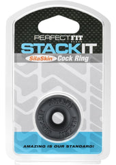 Perfect Fit Stackit Silaskin Cock Ring - Black/Clear