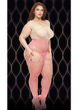 Pink Mirage Suspender Bodystocking - Pink - Queen