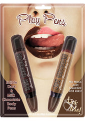 Play Pens Edible Dark and Milk Chocolate Body Pens - Chocolate - 2 Each Per Pack