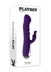 Playboy Bunny Punch Rechargeable Silicone Rabbit Vibrator with Twirly G-Spot Head - Purple