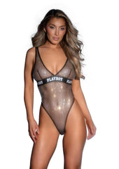 Playboy Galaxy Bunny Teddy - Black/Silver - Large/XLarge