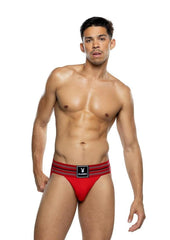 Playboy Men's Locker Room Classic Jock - Red - Medium