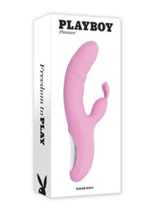 Playboy Rub Me Right Rechargeable Silicone Thrusting G-Spot Rabbit Vibrator - Pink