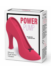 Power Pump Dual Motor Rechargeable Silicone Vibrator - Red