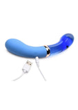 Prisms Vibra-Glass 10x Bleu Dual End G-Spot Rechargeable Silicone/Glass Vibrating Dildo