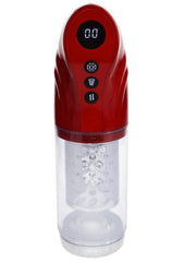 Pumped Strokemate Multi-Function Rechargeable Masturbator - Metallic - Red