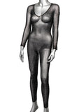 Radiance Crotchless Full Body Suit - Black - One Size