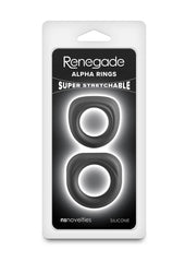 Renegade Alpha Rings Silicone Cockring - Black - 2 Piece/Set