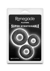 Renegade Players Silicone Flexible Cockrings - Black - 3 Piece