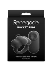Renegade Rocket Ring Rechargeable Silicone Cock Ring and Ball Stretcher with Remote Control - Black