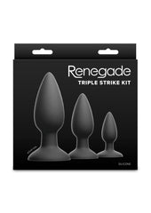 Renegade Triple Strike Silicone Anal Plug Kit - Black - 3pc/Set