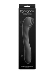 Renegade Wiggle Stick Rechargeable Silicone Flexible Gyrating Vibrator - Black - 7.5in