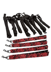 Scandal 8 Points Of Love Bed Restraint - Black/Multicolor/Red