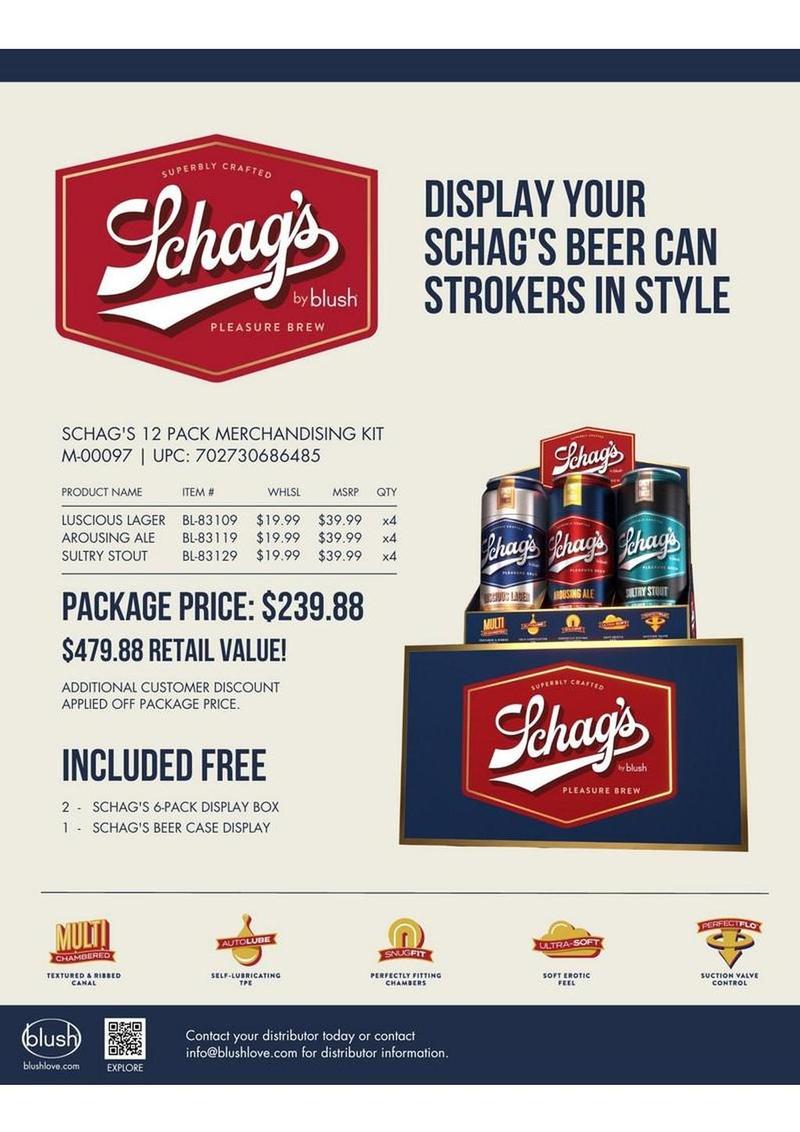 Schag's Beer Can Stroker Merchandising Kit - 12 Pack - Assorted