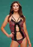 Schoolgirl Peek-A-Boo Teddy - Black/Red - Large/Medium