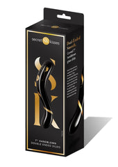 Secret Kisses 7' Handblown Double Ended Dildo - Black/Gold