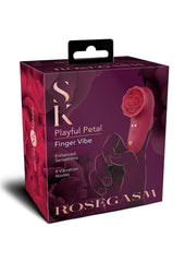 Secret Kisses Rosegasm Playful Petal Rechargeable Silicone Finger Vibrator - Red