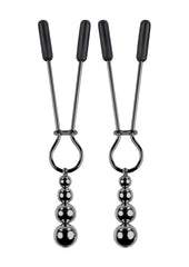 Selopa Beaded Nipple Clamps - Black Chrome - Black