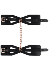 Sex and Mischief Brat Handcuffs - Black/Rose Gold