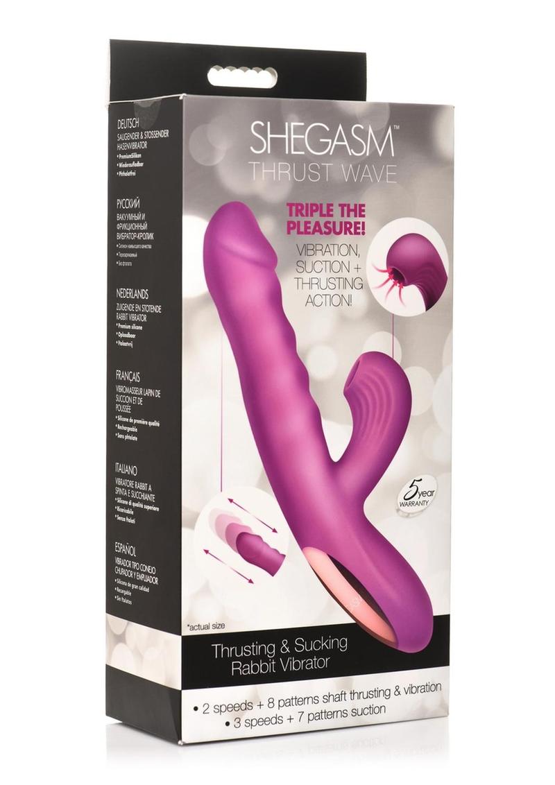 Shegasm + Thrust Wave Thrusting and Sucking Rechargeable Silicone Rabb  CD  Universe
