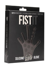 Shots Fist It Stimulation Silicone Textured Glove - Black