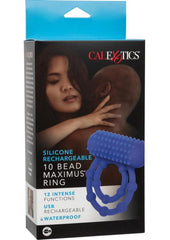 Silicone Rechargeable 10 Bead Maximus Couples Ring - Blue