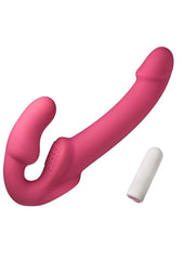 Simply Sweet Candy Crush Vibrating Rechargeable Silicone Strapless Strap-On - Pink
