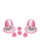 Size Matters 10x Rotating Silicone Nipple Suckers with 4 Attachments - Pink/White