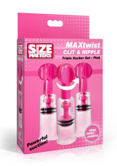 Size Matters Maxtwist Clit and Nipple Triple Sucker - Pink - Set
