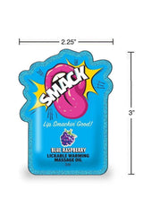 Smack Warming and Lickable Massage Oil 3ml Pouch (Case Of 48) - Blue Raspberry