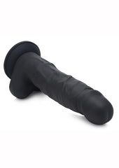 Strap U Silicone Dildo with Balls - Black
