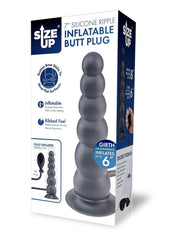 Su 7 Silicone Ripple Inflatab Butt Plug - Black
