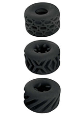 Super Stretchy Stroker Silicone Cock Rings - Black - 3 Piece