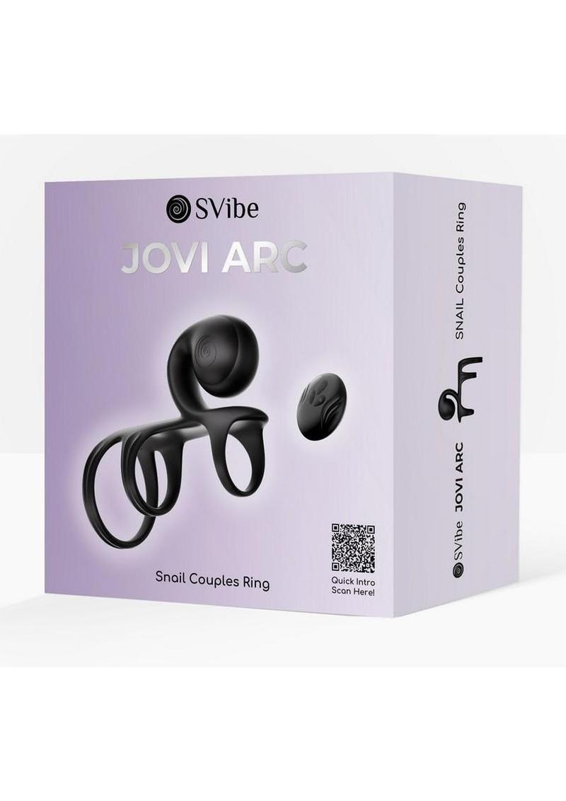 Svibe Snail Jovi Arc Rechargeable Silicone Couples Triple Cock Ring with Remote Control - Noir Haze