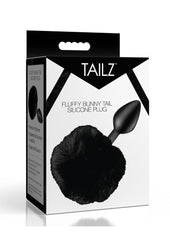 Tailz Fluffy Bunny Tail Silicone Plug - Black