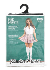 Teacher's Pet Private Schoolgirl Costume - Pink/White - One Size - 3 Piece