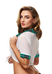 Teacher's Pet - Schoolgirl Top - Turquoise/White - One Size