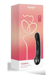 Tempo Pressure Sensing App Controlled Kinky Finger Tapping Rechargeable Silicone G-Spot Vibrator - Black