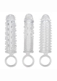 Textured Extension Set Penis Sleeves - Clear - 3 Piece