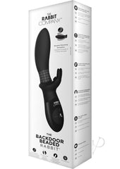 The Backdoor Beaded Rabbit Rechargeable Silicone Vibrator with Dual Prostate and G-Spot Stimulation with Rotating Beads - Black