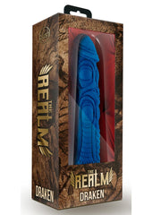 The Realm Draken Lock On Silicone Dildo - Blue - 7.75in
