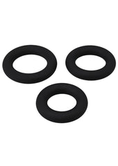 Titanmen Silicone Cushioned Cock Ring - Black - 3 Piece/Set
