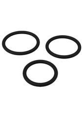 Titanmen Slim Silicone Cock Ring - Black - 3 Piece/Set