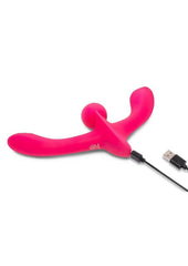 Together Double Tap Rechargeable Silicone Double-Ended Vibrating Strapless Strap-On - Pink
