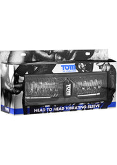 Tom Of Finland Head to Head Vibrating Sleeve - Clear/Gray