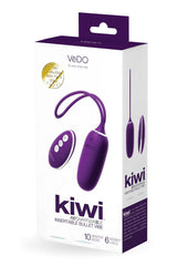 Vedo Kiwi Rechargeable Silicone Insertable Bullet Vibrator with Remote Control - Deep Purple/Purple