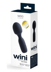 Vedo Wini Silicone Rechargeable Mini Wand Massager - Just - Black