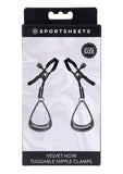 Velvet Noir Tuggable Nipple Clamps - Black