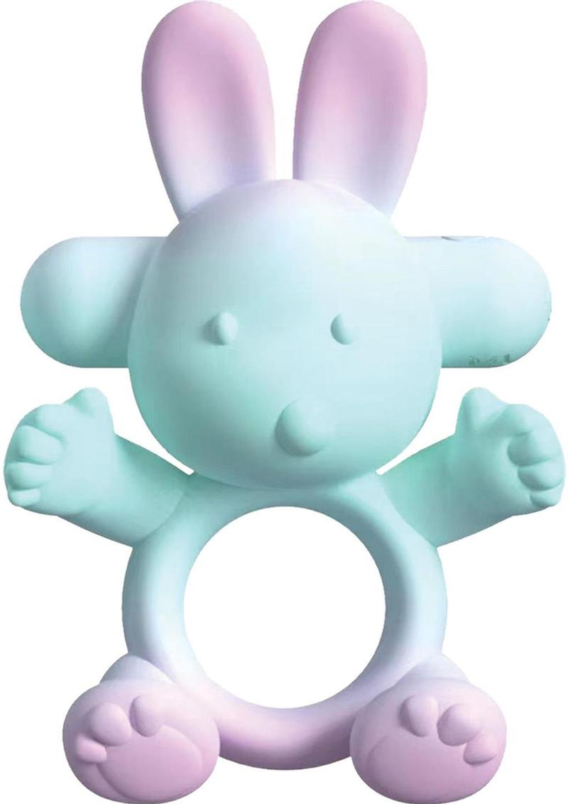 Wet Dreams Buzzy Bunny Rechargeable Silicone Cock Ring - Multicolor