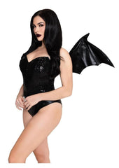 Wet Look Strapless Bat Wings